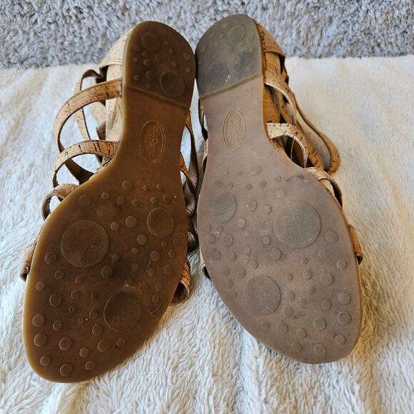 Eürosoft by Söfft Women's Baby Rieley Back Zip Cork Wedge Sandals‎ Size 9M Tan - Picture 3 of 6
